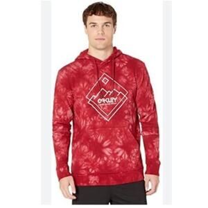 Oakley Red Tie Dye Hoodie Size M Pullover Graphic Logo Activewear